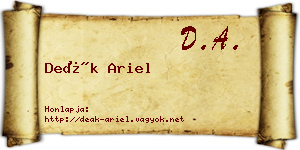 Deák Ariel névjegykártya